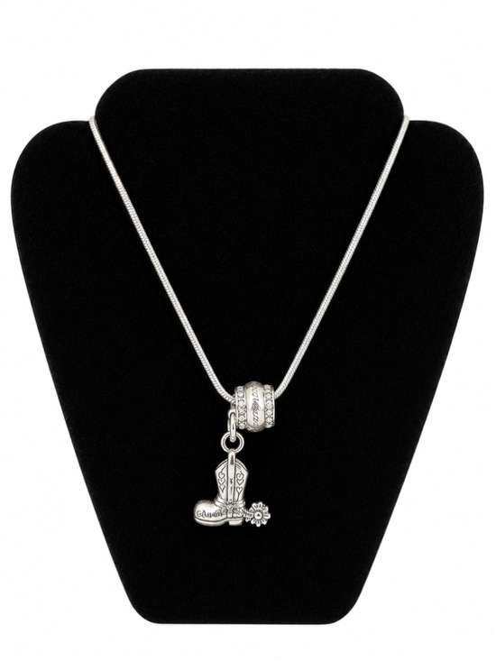 Brighton Jewelry - Silver Tone Cowboy Boot Charm Necklace – Y2K Western Style